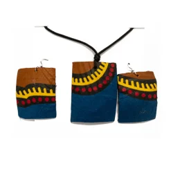 Clearance Conjunto de pendientes y colgante de tela en colores Agua de coco