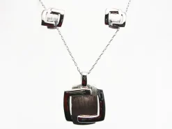 Outlet Conjunto De Pendientes Y Gargantilla Plata Mate Y Brillo