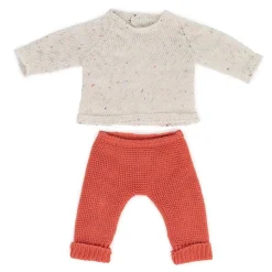 Conjunto de punto Jersey beige y pantalón coral (38cm)