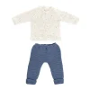 Outlet Miniland Conjunto de punto Jersey blanco y pantalón azul (40cm)