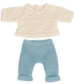 Best Miniland Conjunto de punto Jersey blanco y pantalón azul (21 cm)