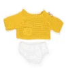 Conjunto de punto Jersey mostaza y braguita blanca (32cm)