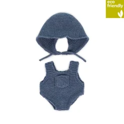 Clearance Miniland Conjunto de punto Pelele y gorro azules (21 cm)
