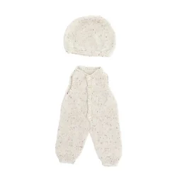 Conjunto de punto Peto y gorro blanco (40cm)