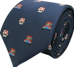 Corbata Mario Bros pixels y Seta azul marino