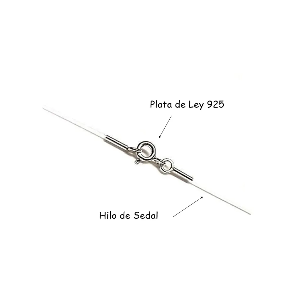 Sale Cordón Hilo De Sedal Con Cierre De Plata De Ley 40 Cm.