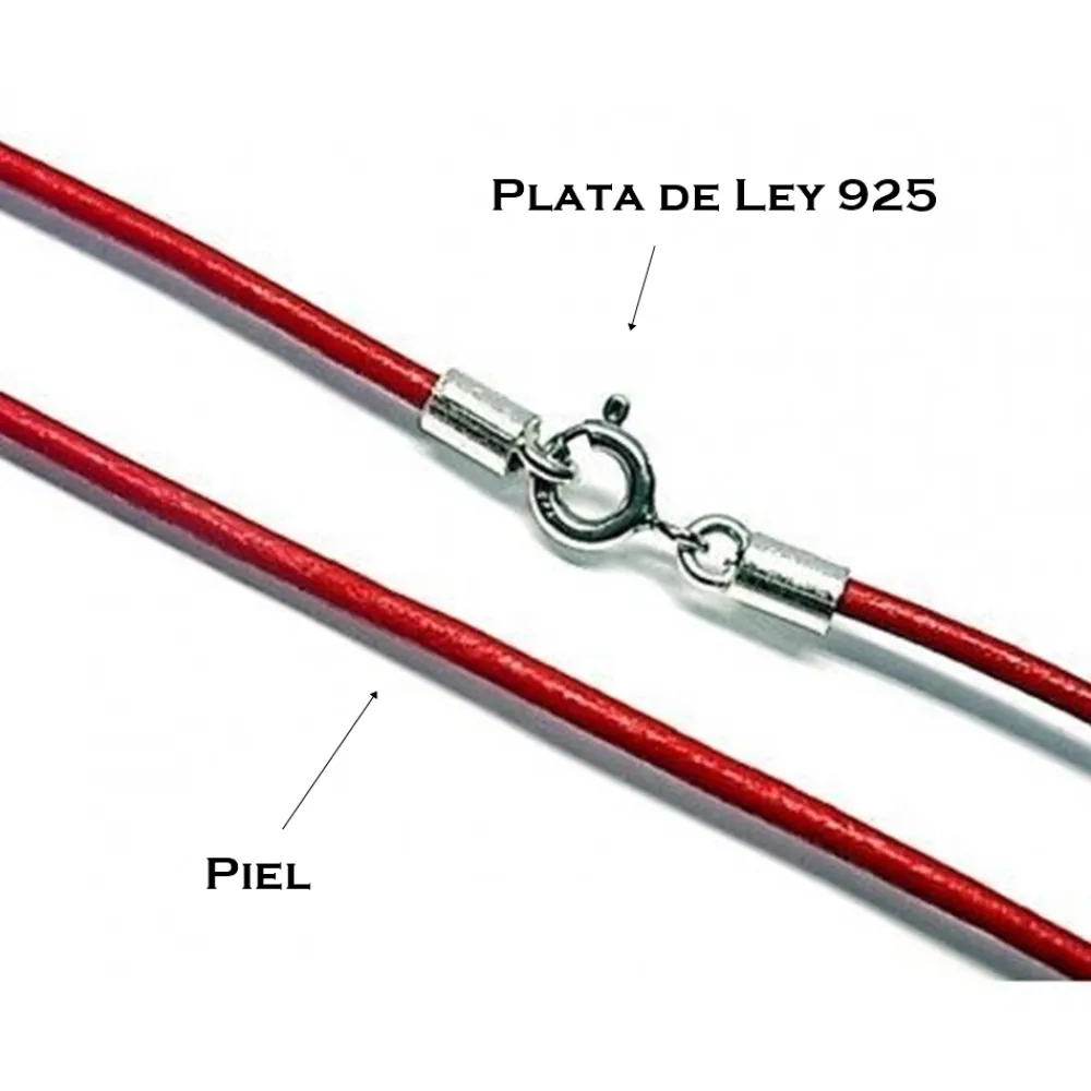 Online Cordon De Cuero Rojo Y Plata De Ley 40 Cm.