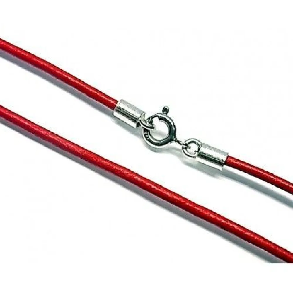 Online Cordon De Cuero Rojo Y Plata De Ley 40 Cm.