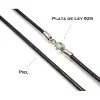 Cordon De Piel Marron Chocolate Y Plata De Ley 40 Cm.