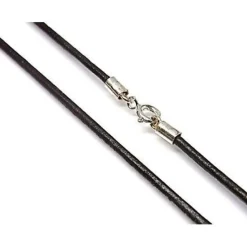 Cordon De Piel Marron Chocolate Y Plata De Ley 40 Cm.