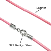 Hot Cordon De Piel Rosa Claro Y Plata De Ley 40 Cm.