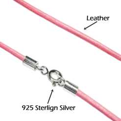 Hot Cordon De Piel Rosa Claro Y Plata De Ley 40 Cm.