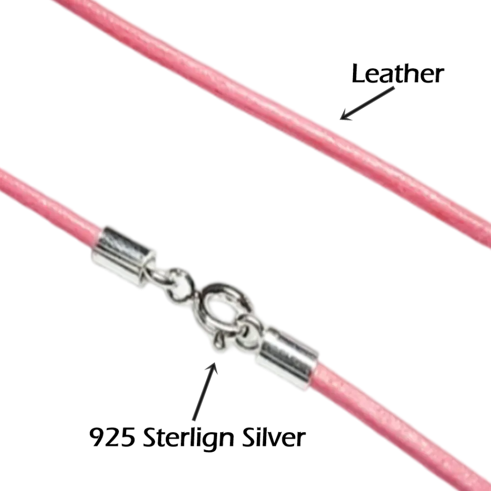 Hot Cordon De Piel Rosa Claro Y Plata De Ley 40 Cm.