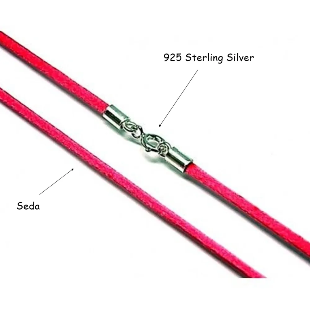 Discount Cordon Fucsia De Seda Cierre Plata De Ley 40 Cm.