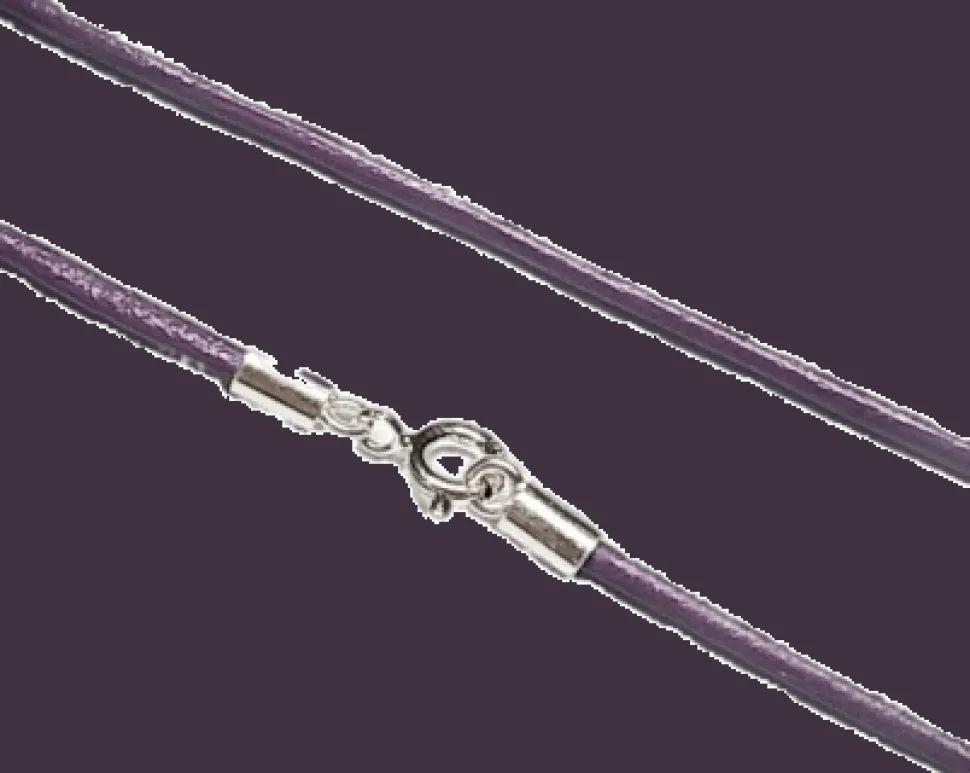 Cordon Morado De Piel Y Plata De Ley 40 Cm.