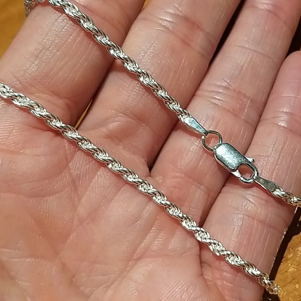 Cordon Salomonico De Plata De Ley Macizo De 60 Cm. Y 1,8 Mm.