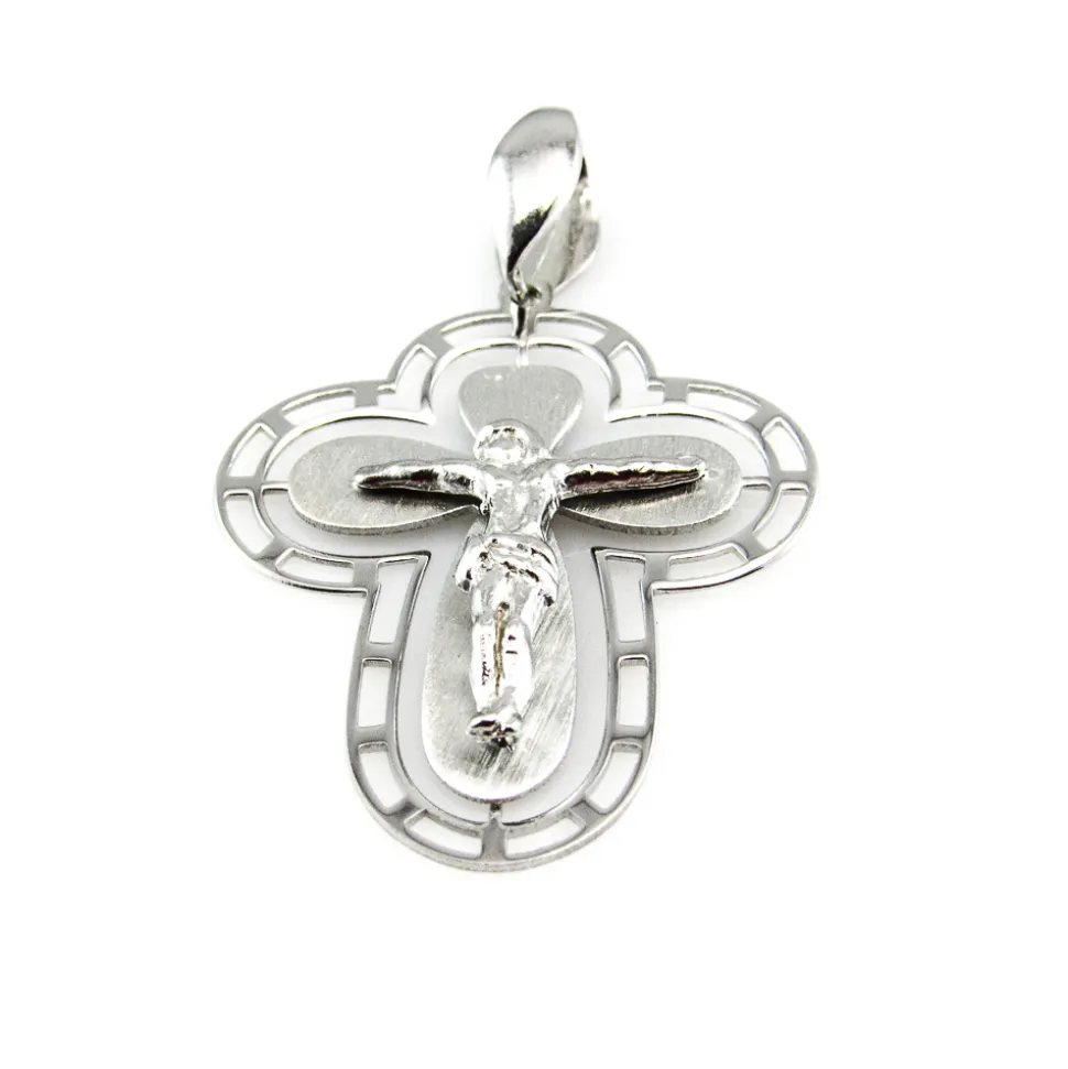 Cruz Calada De Plata De Ley Rodiada