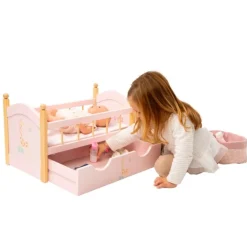 Hot Arias Cuna - Cama para Muñecas de Madera con Cajón Nature rosa de