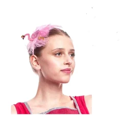 Hot Disfraces Lucero Diadema Rosa Flamenco lateral con pluma