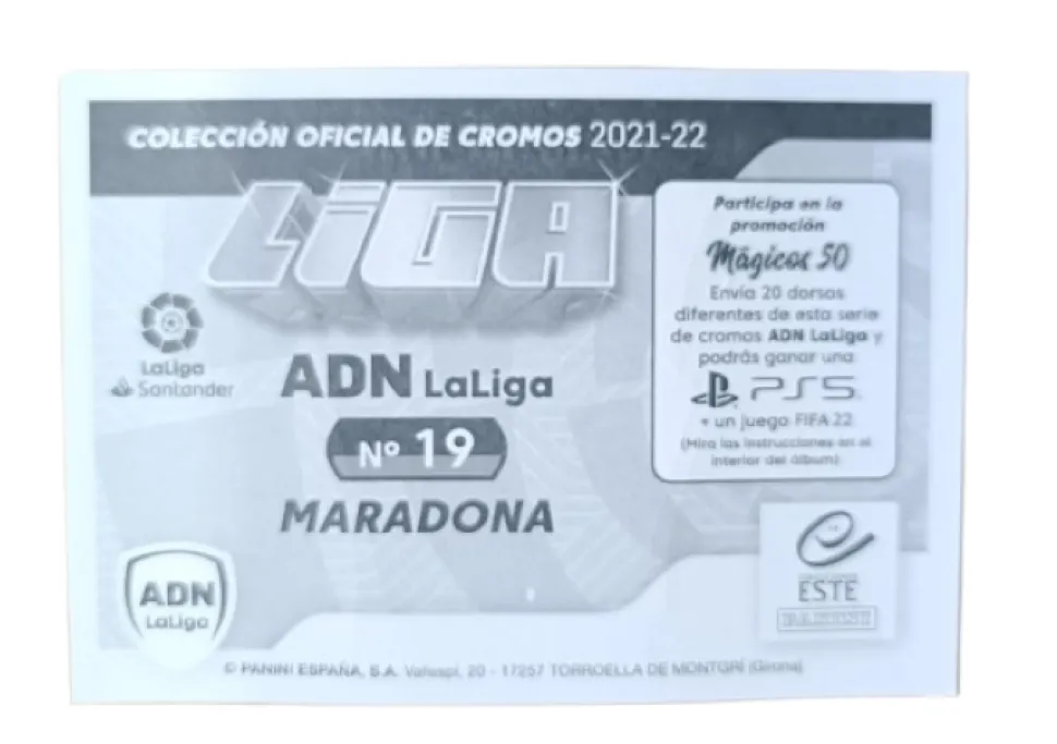 Diego Maradona Cromo ADN La Liga Este 2021-22 Panini