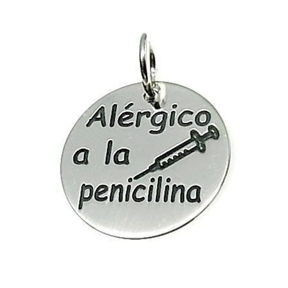 Hot Disco De Plata 18Mm Grabado Alérgico A La Penicilina