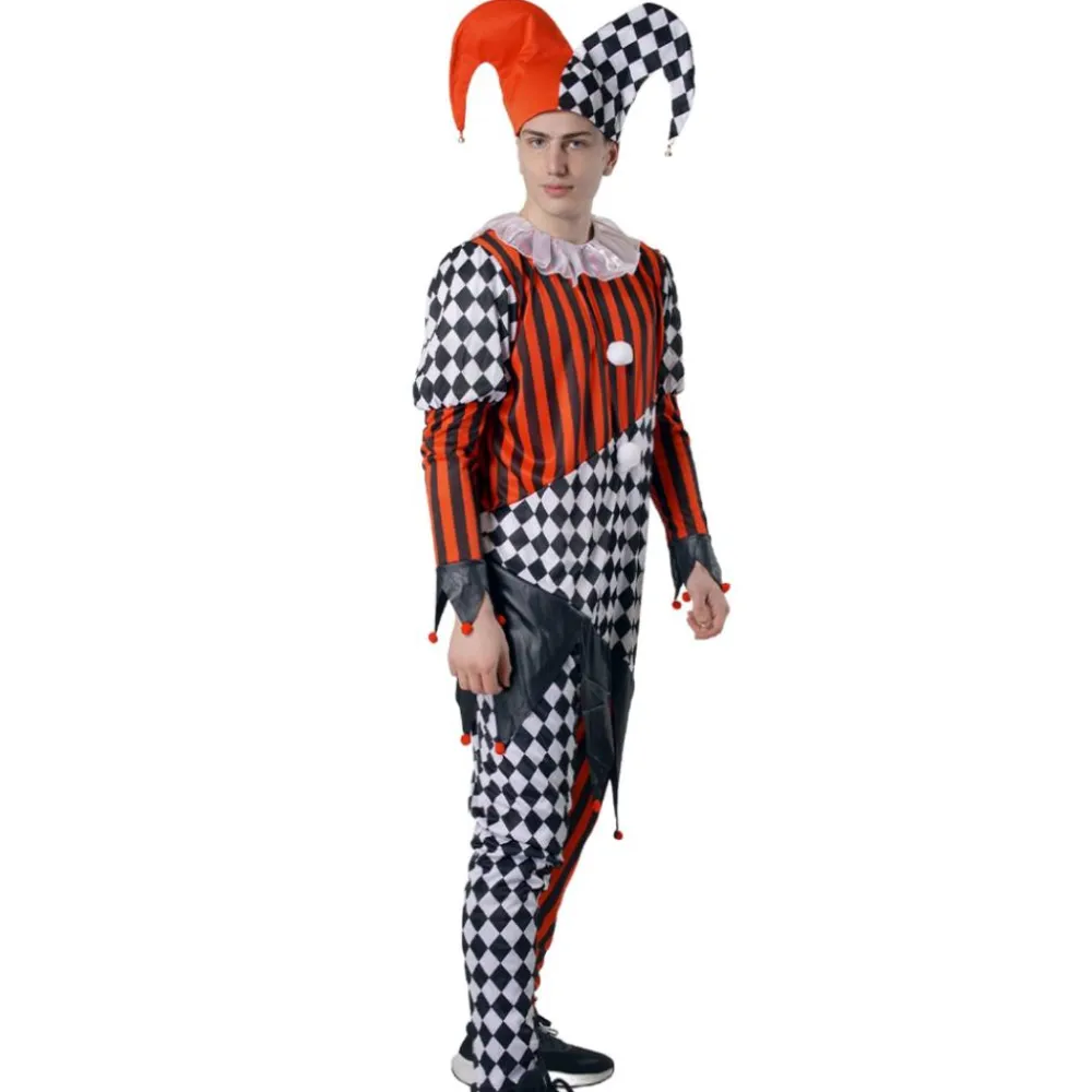 Kebedo Moda Disfraz Arlequín Payaso Circo Bufón Hombre Adulto Estampado Rombos