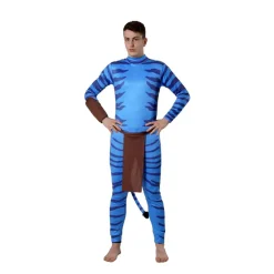 Disfraz Avatar Hombre Adulto Mono Enterizo Guerrero Azul Tribu Na'vi Pandora