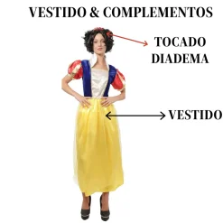 Disfraz Blancanieves Vestido con cuerpo azul y blanco Adulta