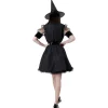 Disfraz Bruja Hechicera Sexy Malvada - Vestido Corto Negro con Sombrero para Mujer Adulto