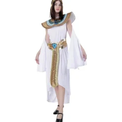 Discount Kebedo Moda Disfraz Cleopatra Mujer - Vestido de Faraona Egipcia con Diadema, Collar y Muñequera