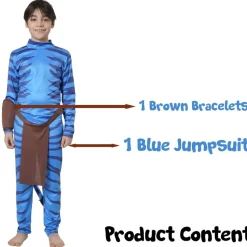 Disfraz Criatura Azul Tribal Unisex Avatare Niños - Mono Estampado Animal
