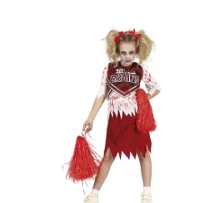 Disfraz de Animadora Roja y Blanco Zombie para niña