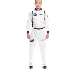 New Disfraz de Astronauta blanco con Insignia para hombre
