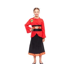 Outlet Disfraz de China Aldeana Rojo y Negro para niña