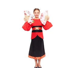 Outlet Disfraz de China Aldeana Rojo y Negro para niña