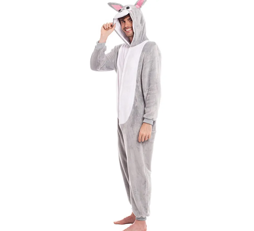 Disfraz de Conejo Gris con Capucha para hombre