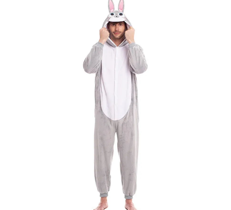 Disfraz de Conejo Gris con Capucha para hombre