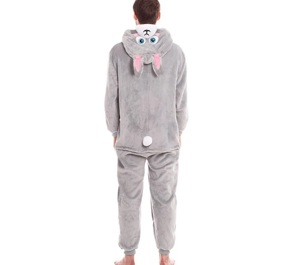Disfraz de Conejo Gris con Capucha para hombre