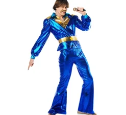 Discount Disfraz de Disco azul años 70 para hombre