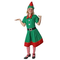 Hot Disfraces Lucero Disfraz de Elfa Infantil – Vestido Navideño con Gorro y Cinturón