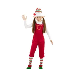 Hot Disfraz de Elfa Roja con gorro para niños