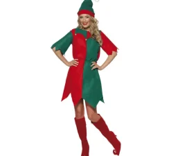 Disfraz de Elfo Verde y Rojo de Mujer para Navidad