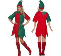 Disfraz de Elfo Verde y Rojo de Mujer para Navidad