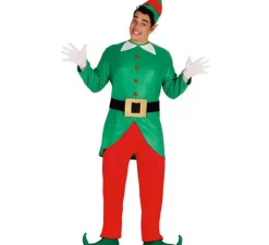Disfraz de Elfo verde y rojo para hombre