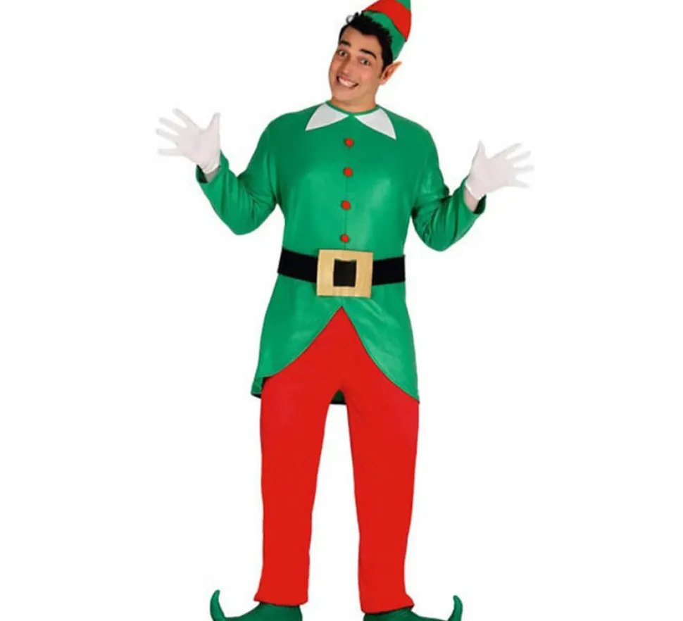 Disfraz de Elfo verde y rojo para hombre
