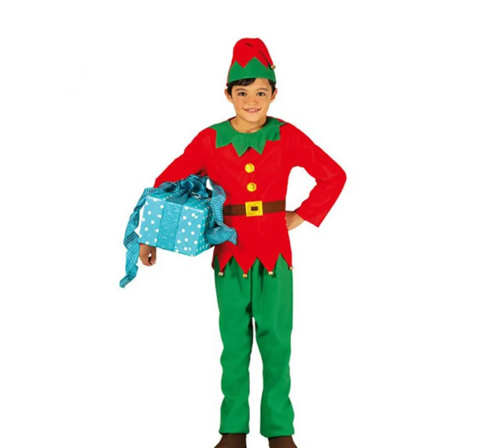 Disfraz de Elfo verde y rojo para niños