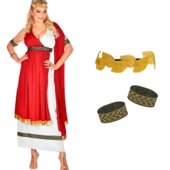 Disfraz de Emperatriz Romana Adulto – Vestido de Diosa con Toga y Corona de Laurel