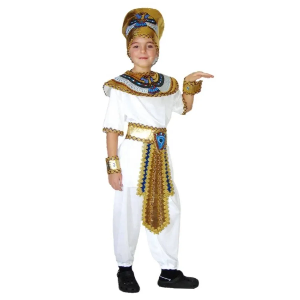 New Kebedo Moda Disfraz de Faraón Príncipe Egipcio para Niños - Kit con Gorro, Collar y Cinturón