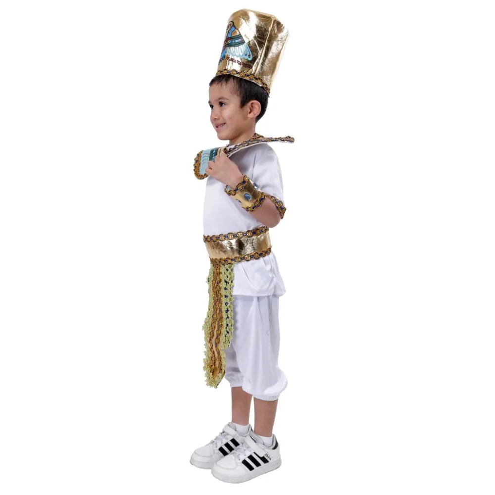 New Kebedo Moda Disfraz de Faraón Príncipe Egipcio para Niños - Kit con Gorro, Collar y Cinturón