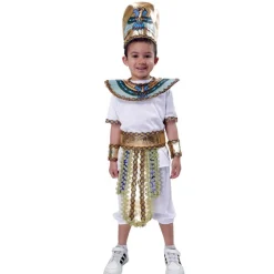 New Kebedo Moda Disfraz de Faraón Príncipe Egipcio para Niños - Kit con Gorro, Collar y Cinturón